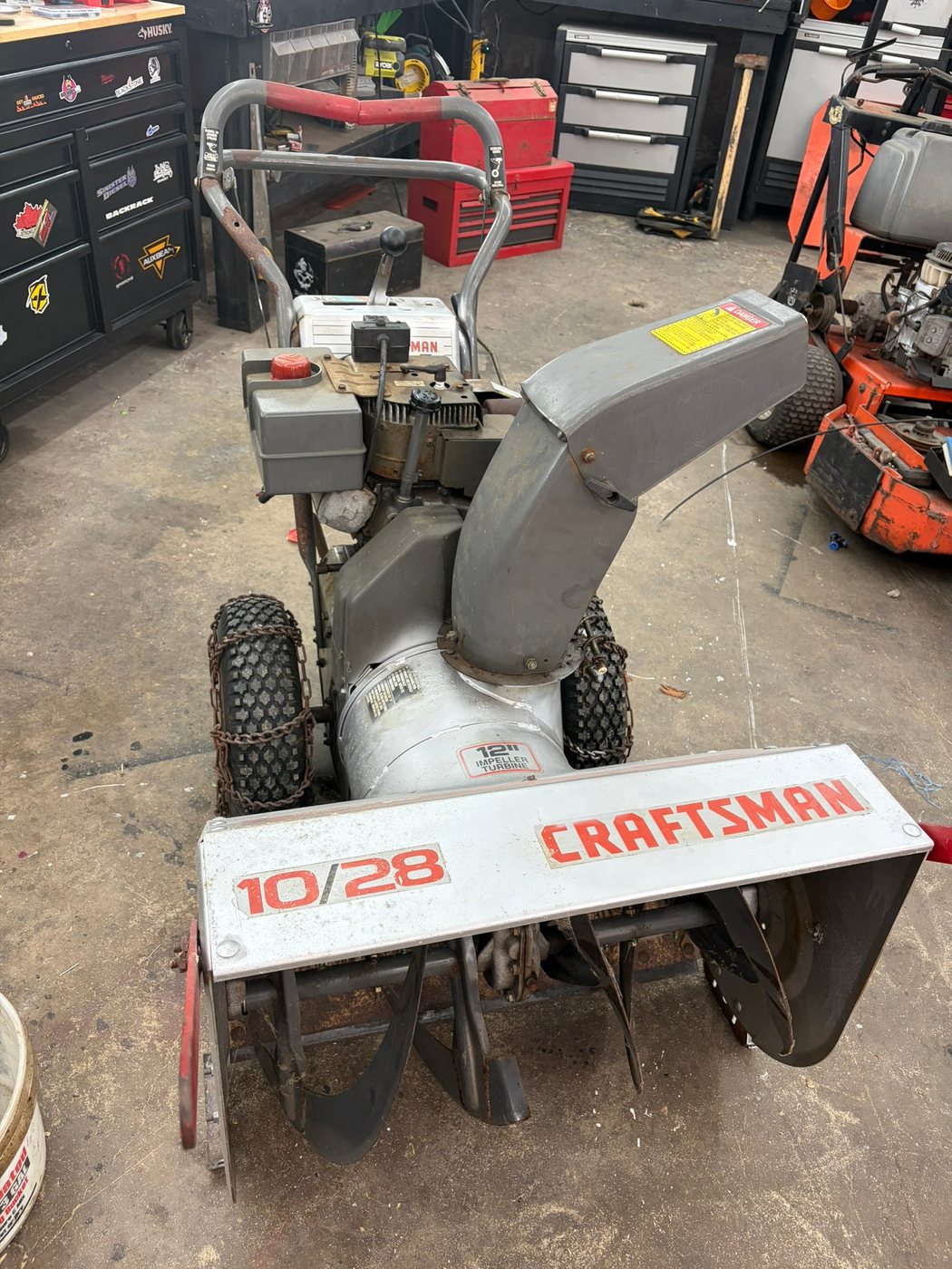 Snowblower in the Fundy Small Engine Repair workshop